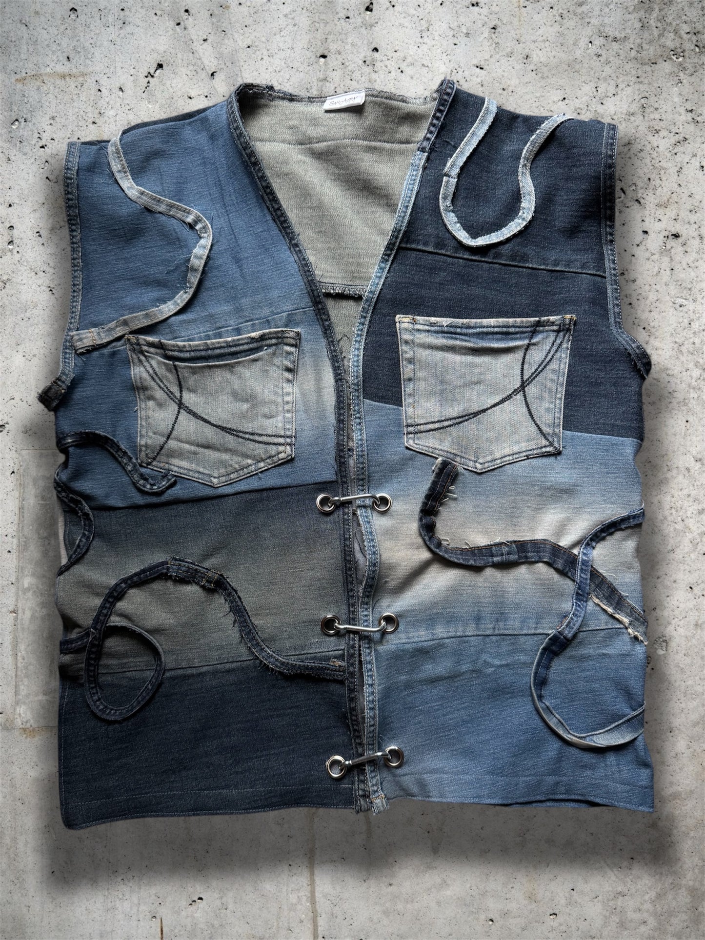 Repurposed blue denim vest