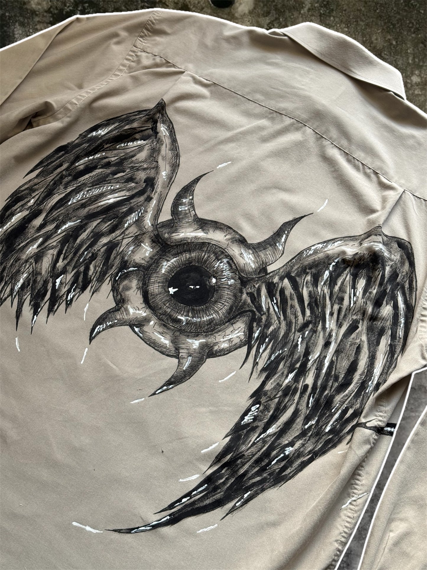 “Flying eye” handpainted shirt