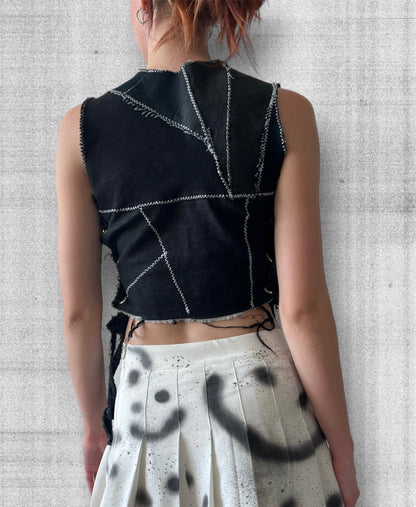 Black denim crop top