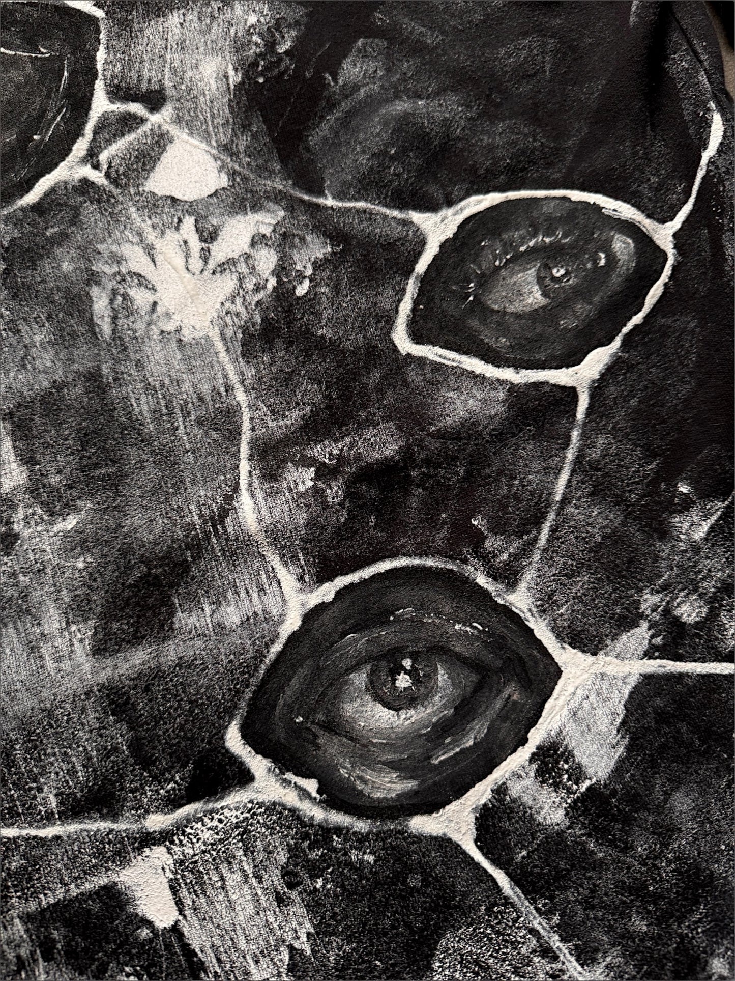 “Eye contact” hand painted black hoodie