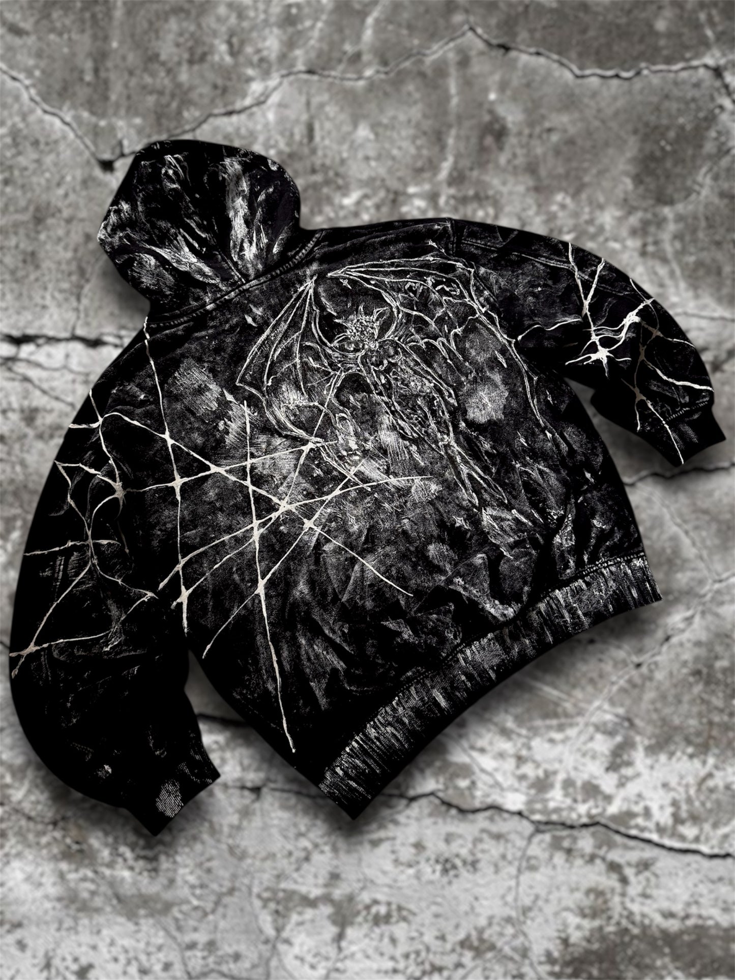 “Mouthball” hand painted black hoodie
