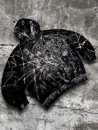 “Mouthball” hand painted black hoodie