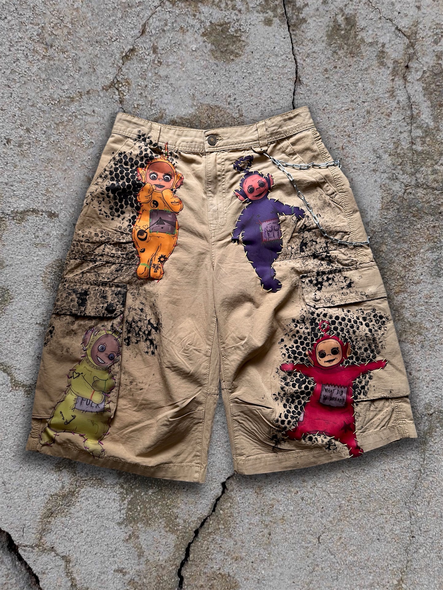 Teletubbies 1/1 upcycled jorts