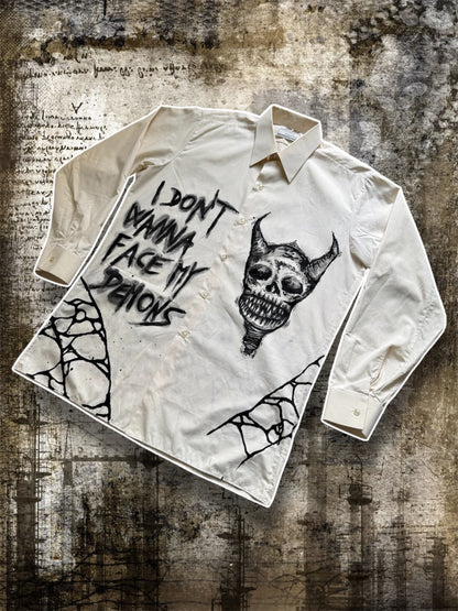 “FACING DEMONS” painted shirt