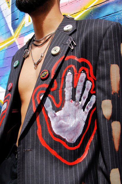 Shut your pretty mouth - upcycled sustainable unisex blazer in punky style