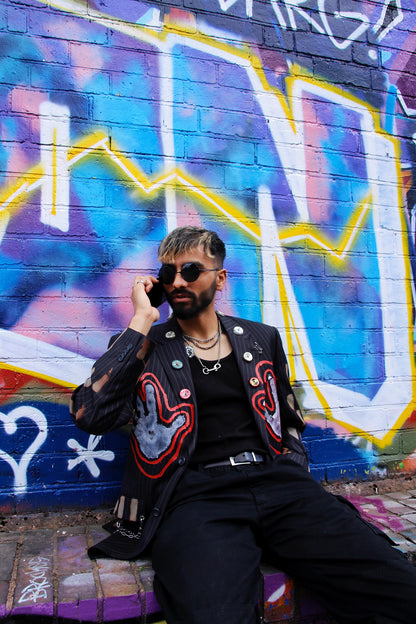 Shut your pretty mouth - upcycled sustainable unisex blazer in punky style