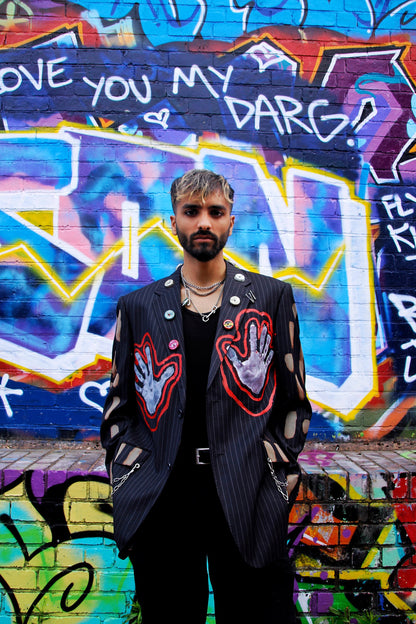 Shut your pretty mouth - upcycled sustainable unisex blazer in punky style