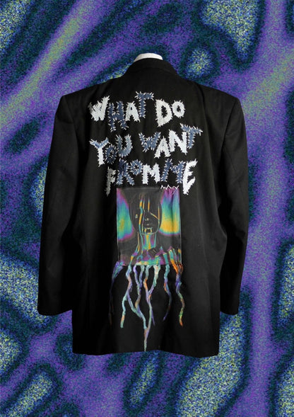 Upcycled sustainable unisex blazer “What do you want from me?!” - punky style
