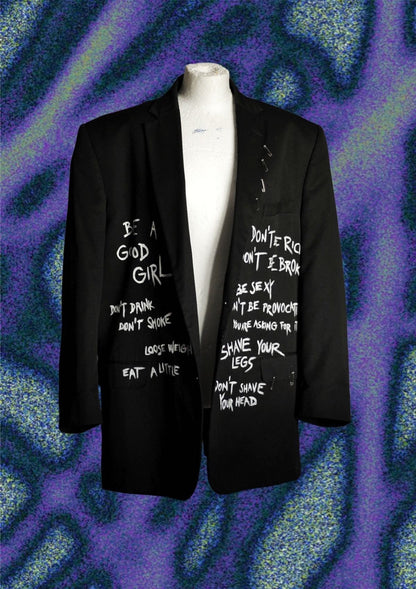 Upcycled sustainable unisex blazer “What do you want from me?!” - punky style