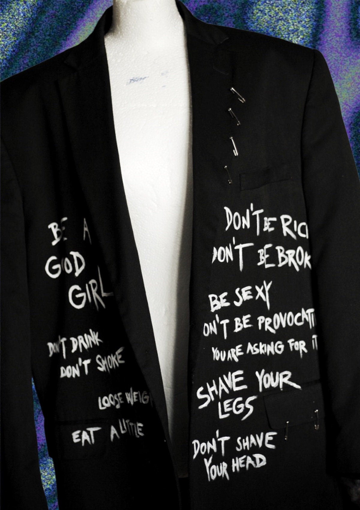 Upcycled sustainable unisex blazer “What do you want from me?!” - punky style