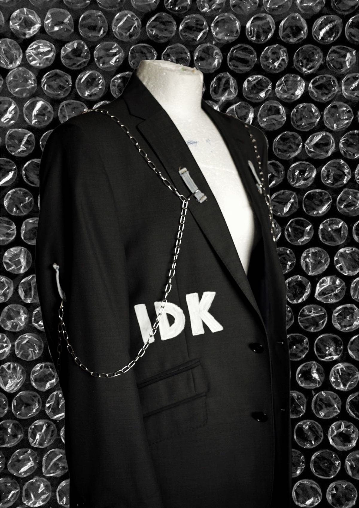 Upcycled unisex blazer “CRAZY” - punky blazer - handpainted with chains