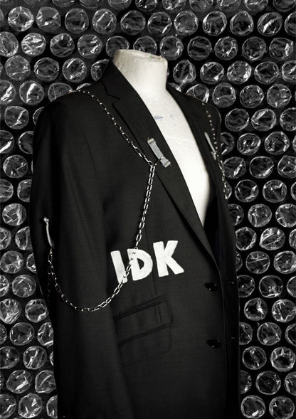 Upcycled unisex blazer “CRAZY” - punky blazer - handpainted with chains