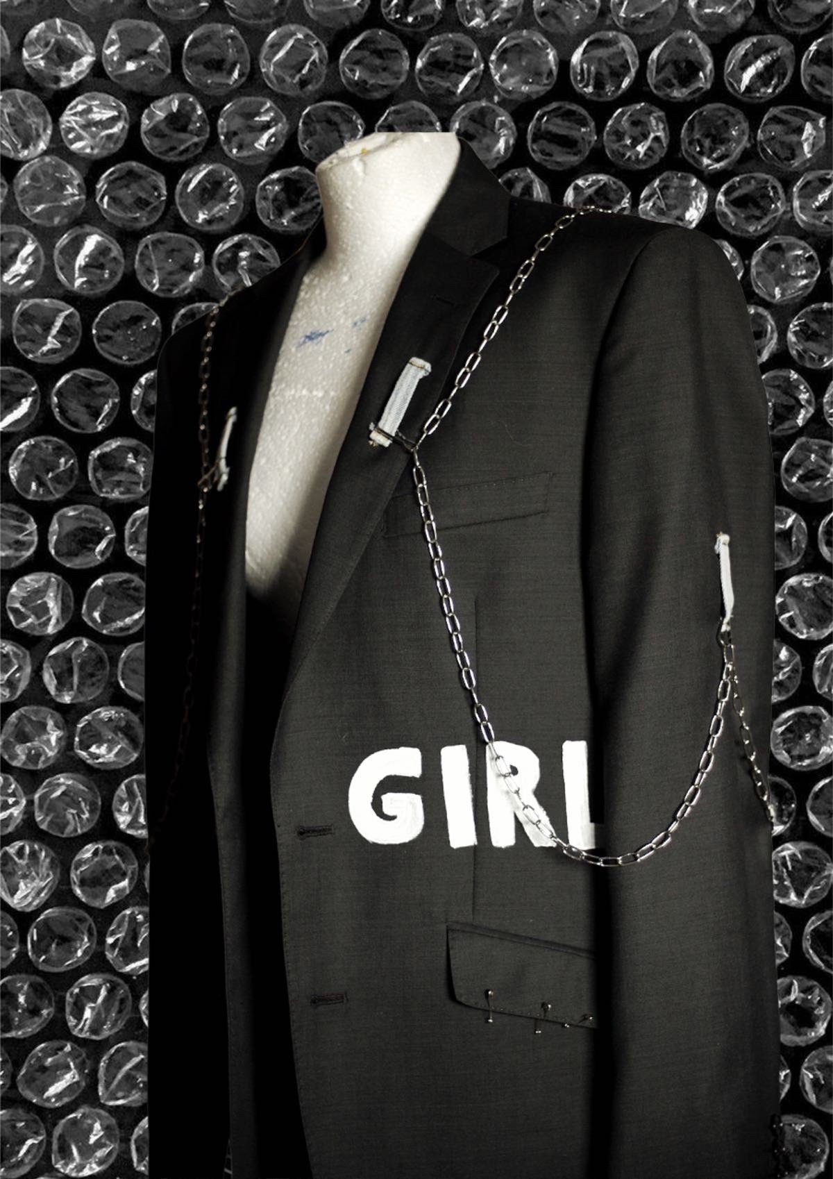 Upcycled unisex blazer “CRAZY” - punky blazer - handpainted with chains