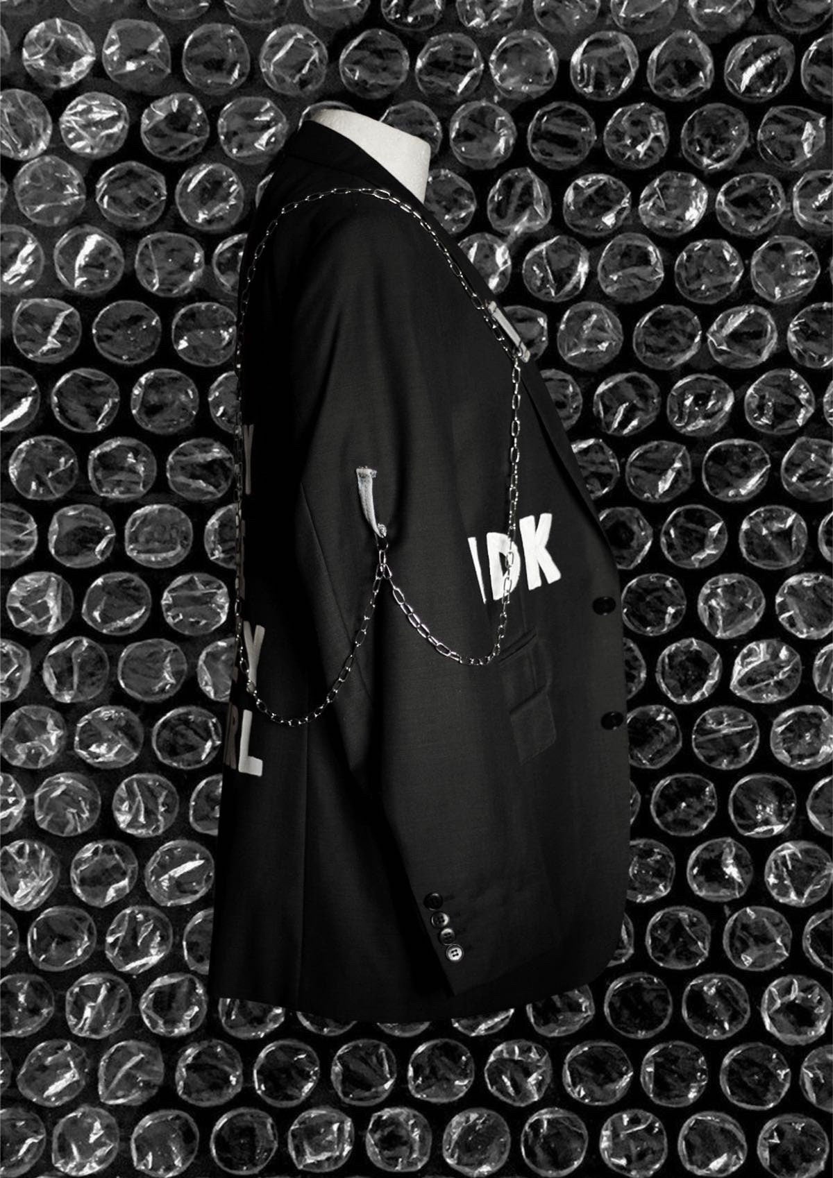 Upcycled unisex blazer “CRAZY” - punky blazer - handpainted with chains