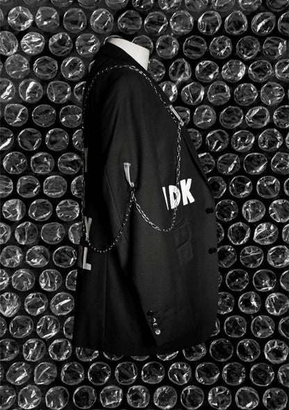 Upcycled unisex blazer “CRAZY” - punky blazer - handpainted with chains