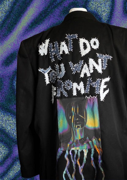Upcycled sustainable unisex blazer “What do you want from me?!” - punky style
