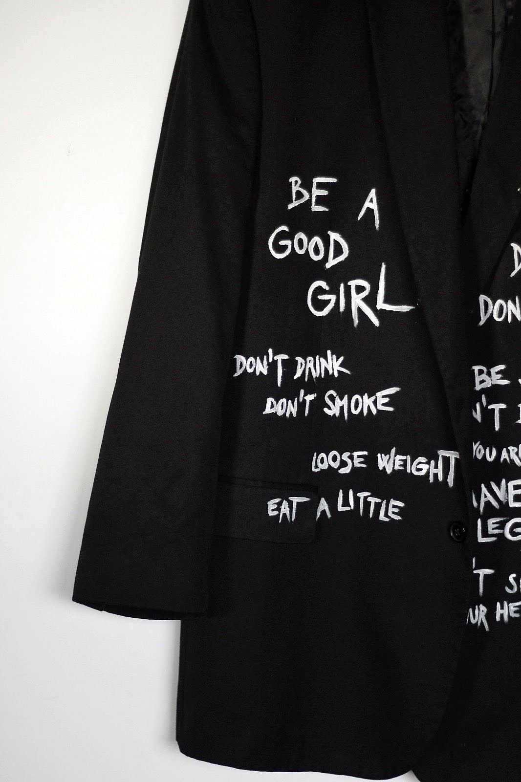 Upcycled sustainable unisex blazer “What do you want from me?!” - punky style