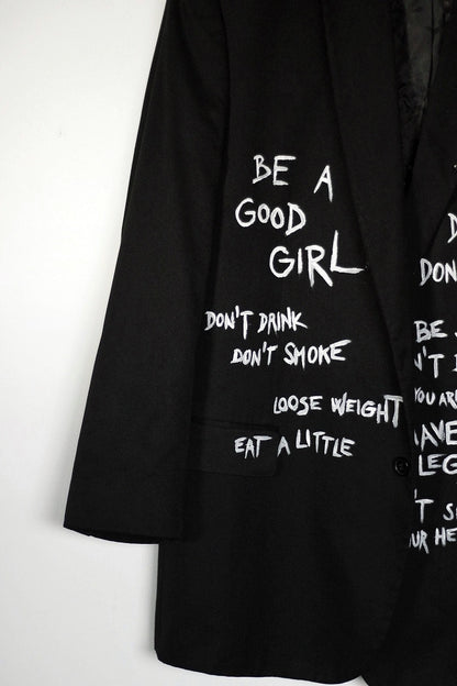 Upcycled sustainable unisex blazer “What do you want from me?!” - punky style