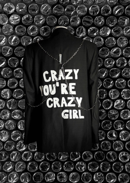 Upcycled unisex blazer “CRAZY” - punky blazer - handpainted with chains