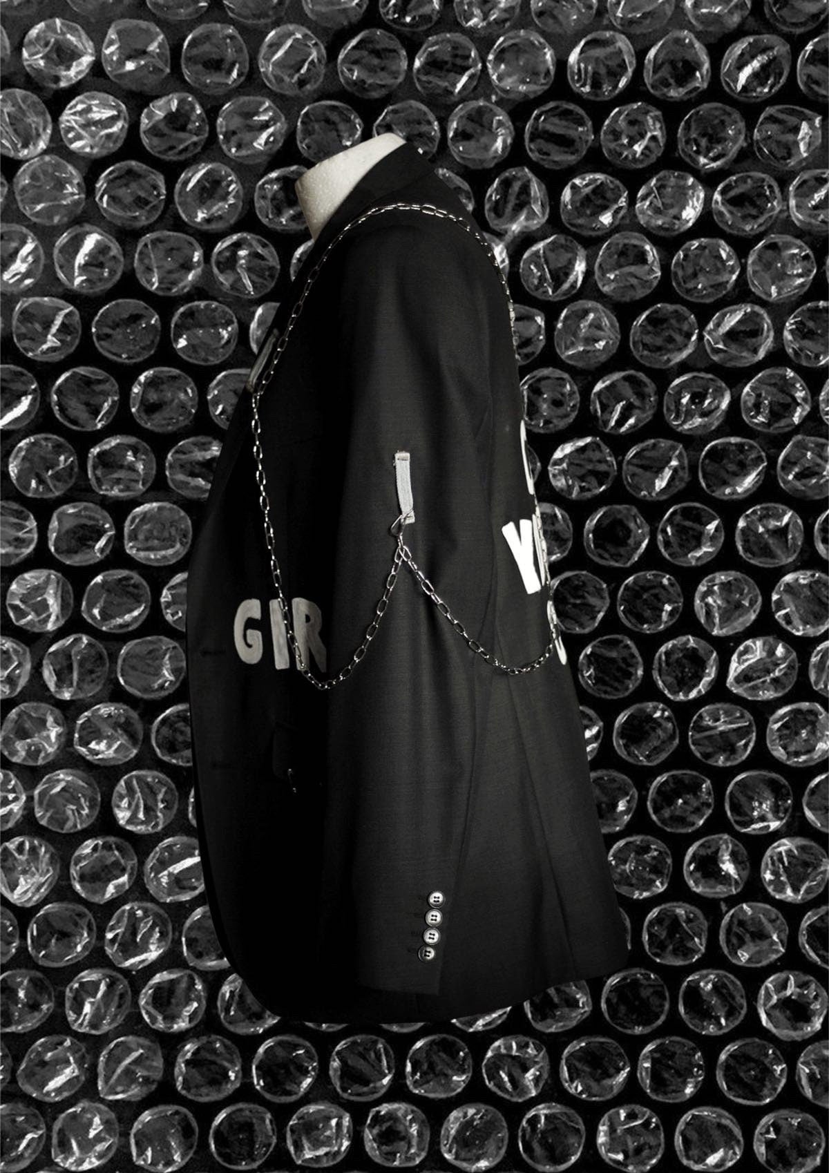 Upcycled unisex blazer “CRAZY” - punky blazer - handpainted with chains