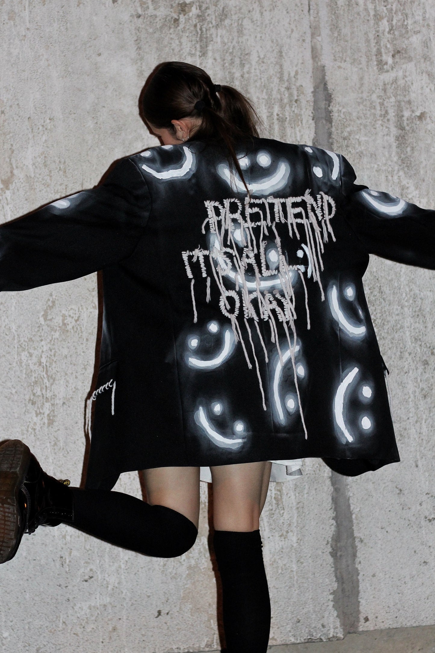 “Pretend it’s all okay” Upcycled unisex punky blazer