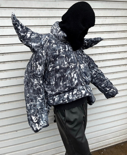 Puffer jacket with spikes made of old duvet