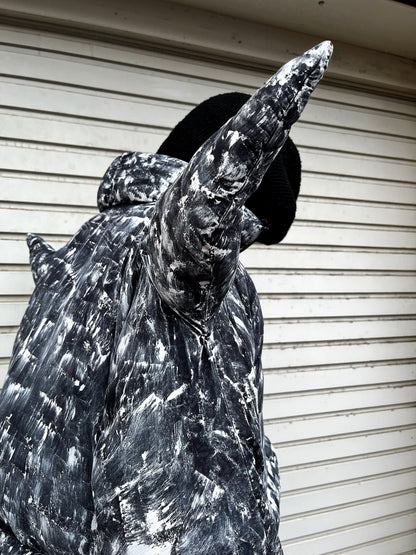 Puffer jacket with spikes made of old duvet