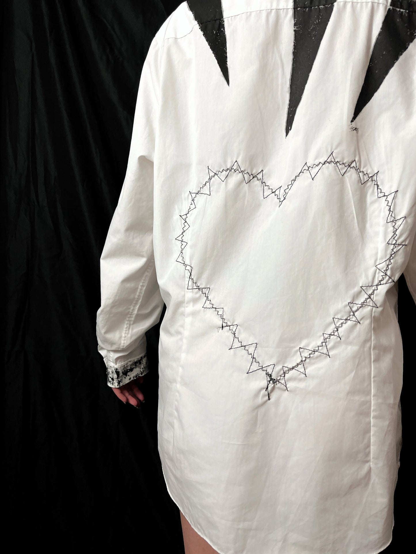 Upcycled custom printed white shirt/smoking woman print/I am not a Lesbian title