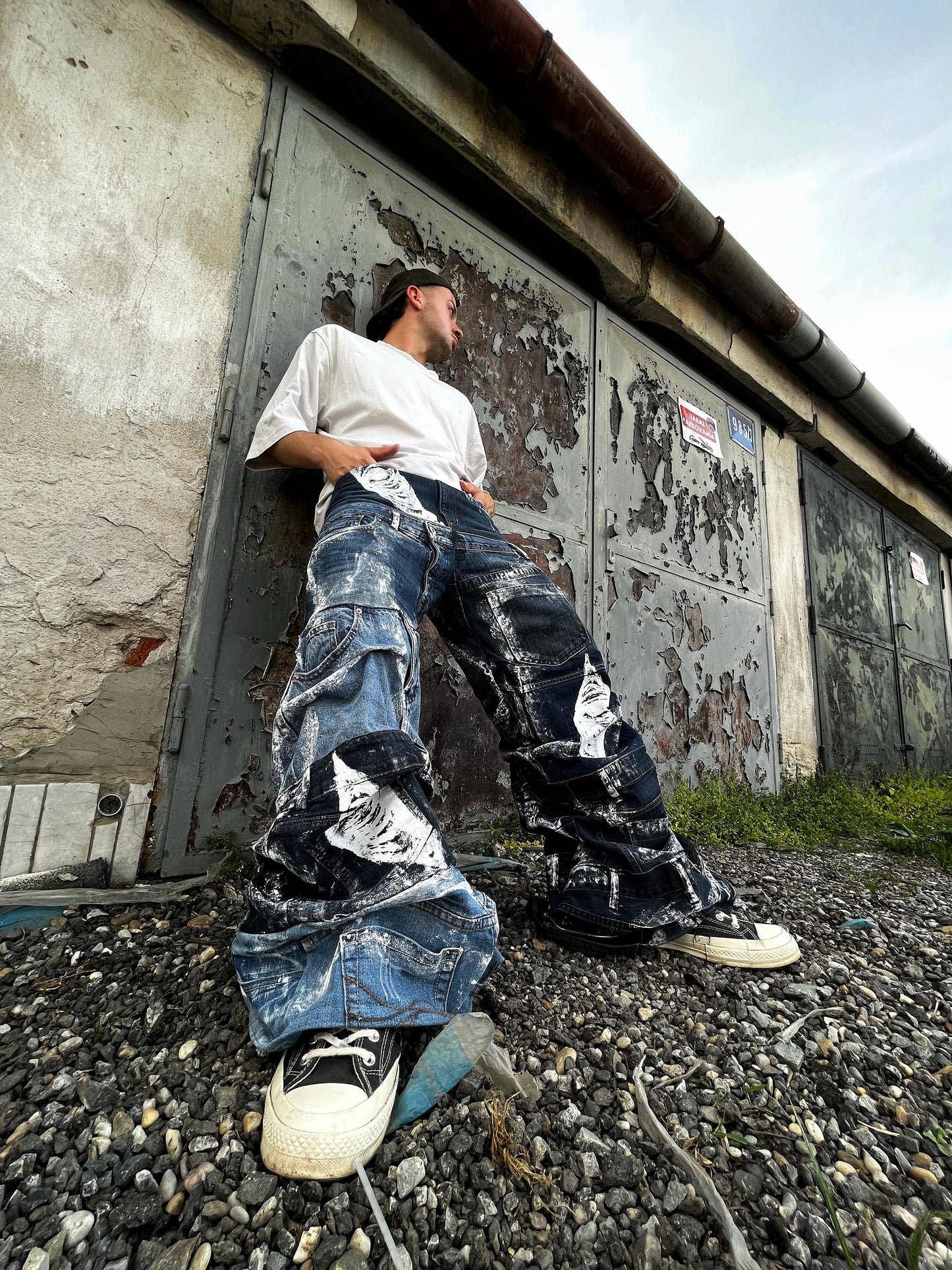 Custom baggy denim jeans with print