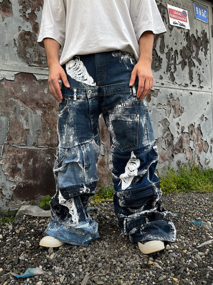 Custom baggy denim jeans with print