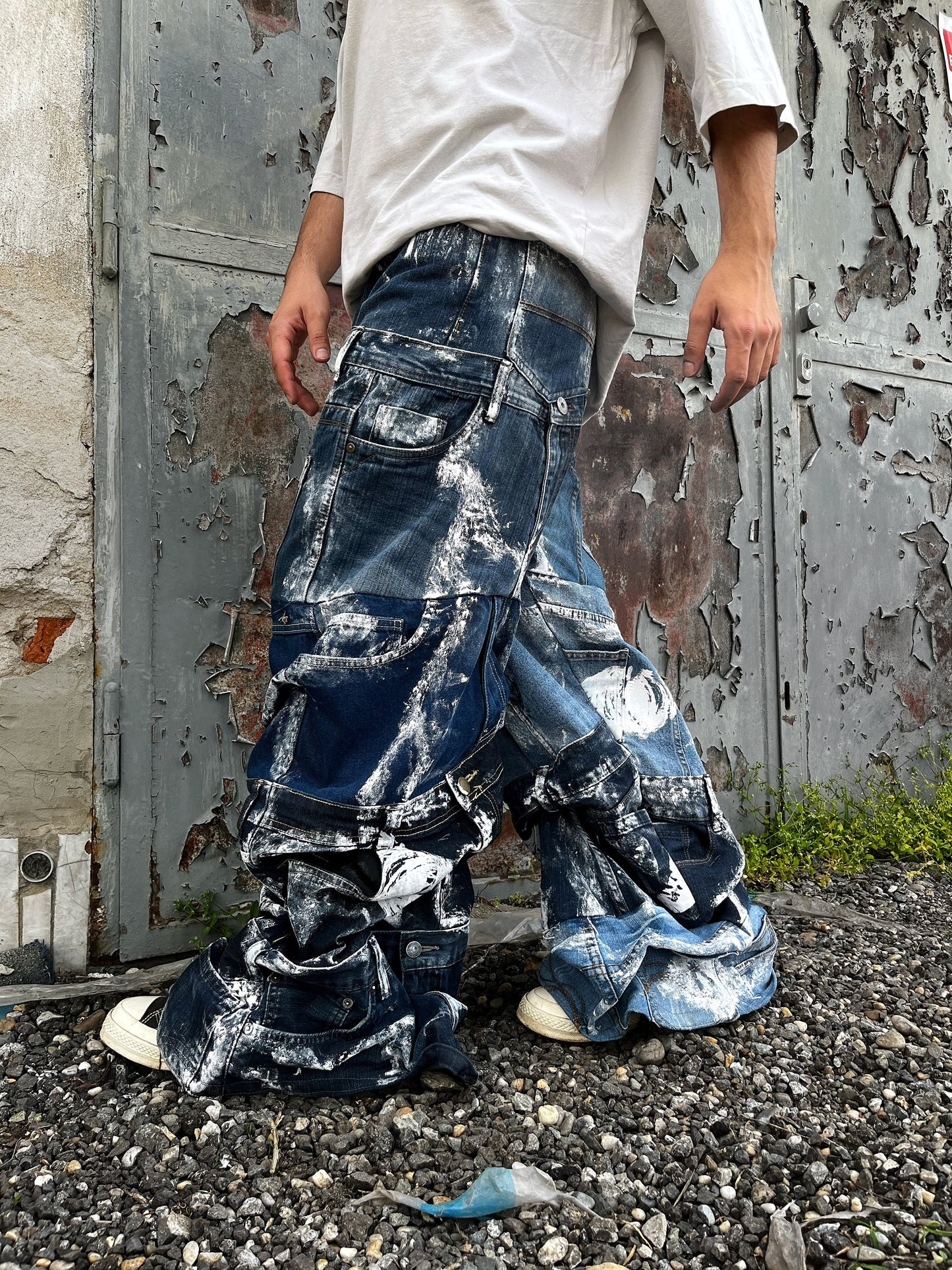Custom baggy denim jeans with print