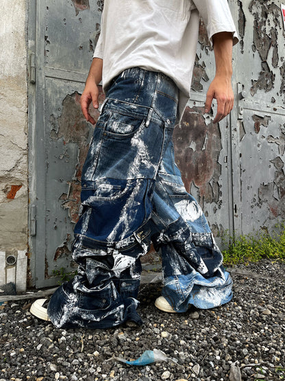 Custom baggy denim jeans with print