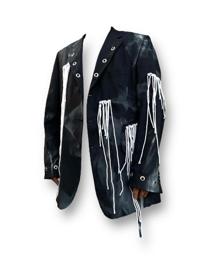 HANGING” Upcycled sustainable unisex blazer with hanging threads