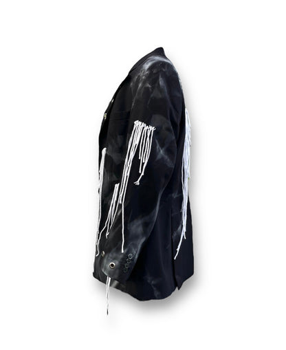 HANGING” Upcycled sustainable unisex blazer with hanging threads